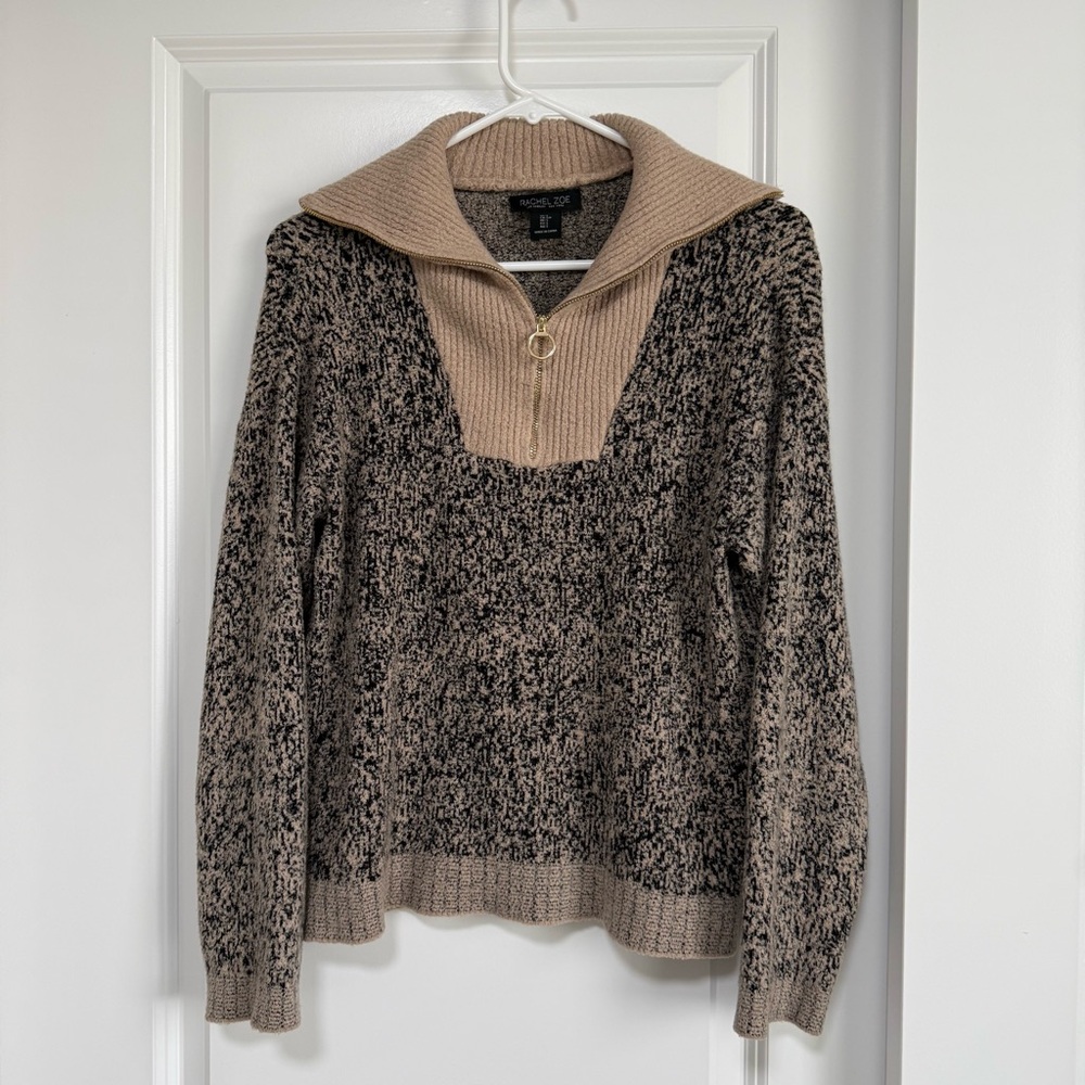Rachel Zoe Sweater Textured Zip-Up Warm Cozy Womens